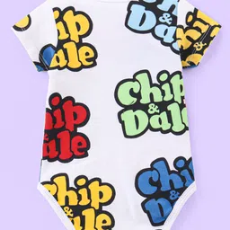 Babyhug Disney Interlock Knit Half Sleeves Onesies With Chip'n Dale Graphics Pack of 2 - White & Sky Blue image 3