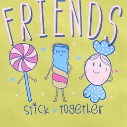 Parrot Crow Cotton Knit Short Sleeves Friends Stick Together Text Printed Tee - Green image 4