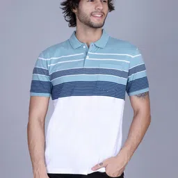 HARBOR N BAY Men Striped Polo Collar Cotton T-shirt-image-57