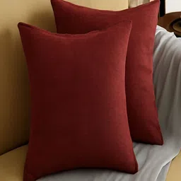INDHOME LIFE Maroon Set of 3 Square Cushion Covers image 2