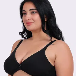 Fabme Pack Of 3 Cotton Sleeveless Solid Nursing Bras - Skin White & Black image 5