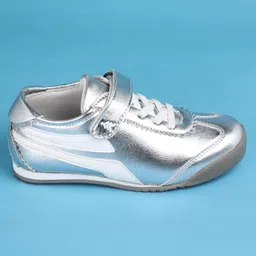 Pine Kids Velcro Closure Casual Shoes with Stripes - Silver image 4