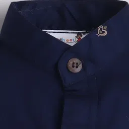 BAATCHEET Cotton Woven Full Sleeves Motif Printed Shirt With Solid Attached Tee - Navy Blue image 5