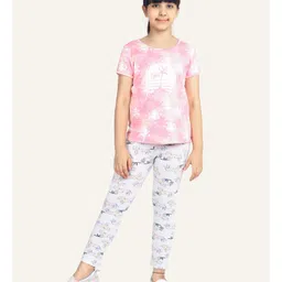 Ariel Cotton Knit Pack Of 2 Unicorn & Cats Printed Leggings - Grey & Orange image 5