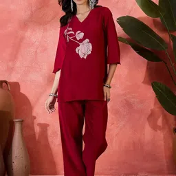 BANDIA Embroidered Pure Cotton Tunic with Trousers-picture-16