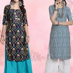 Ethnic basket Women Pack Of 2 Multicoloured Crepe Kurtas-picture-12