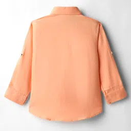 Rikidoos Full Sleeves Solid Shirt Pant With Bow & Suspender Set - Peach & Dark Grey image 4