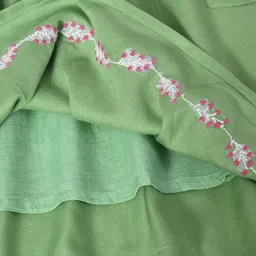 BAESD Girls Floral Embroidered Fit & Flare Knee Length V-Neck Dress image 3