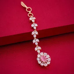 Kushal's Fashion Jewellery Gold-Plated Zircon Studded Maang Tikka-picture-26