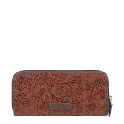 Hidesign Viola W2 Sb Brown Textured Zip Around Wallet for Women image 3