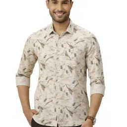 cavallo by linen club Linen Club Beige Linen Contemporary Fit Print Casual Shirts-picture-22