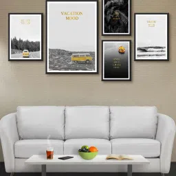 999store Grey & Yellow Nature Multi Frame Painting image 1