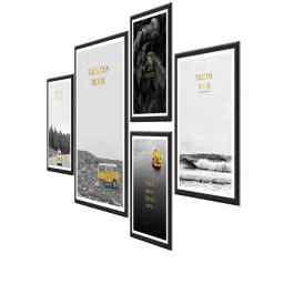 999store Grey & Yellow Nature Multi Frame Painting image 3