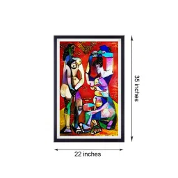 999store Red & Blue Ancient Cultural Printed Canvas Painting image 5