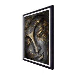 999store Black & Yellow Buddha Printed Canvas Painting image 3