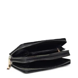 Apsis Black Textured Zip-Around Wallet for Women image 4