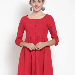 Global Republic Red Self Design Dress-picture-36