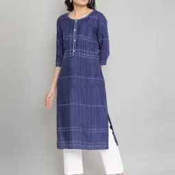 Aurelia Navy Printed Straight Kurta-image-68