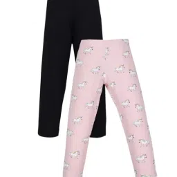 Plum Tree Kids Black & Pink Printed  Leggings (Pack of 2)-image-42