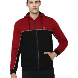 Allen Solly Black & Red Regular Fit Colour Block Hooded Sweatshirt-image-23