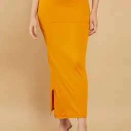 Soch Mustard Cotton Plain Saree Shapewear image 1