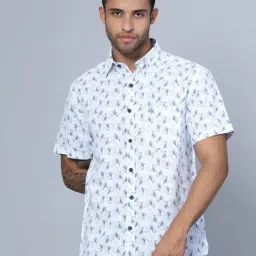 Cantabil Sky Blue Regular Fit Printed Shirt-image-20
