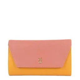 Baggit Chrome Yellow Color Block Tri-Fold Wallet for Women-image-2