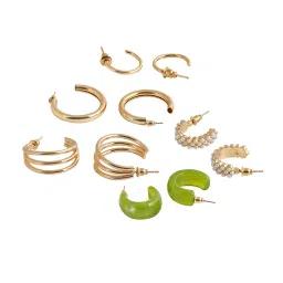 Joker & Witch Golden Hoop Earrings - Set of 5 image 4