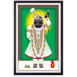 999store Green & White Tirupati Balaji Printed Canvas Painting image 2
