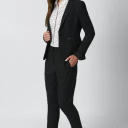 Van Heusen Black Striped Formal Blazer-image-26