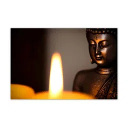 999store Brown & Black Buddha Statue And Candle Light Canvas Painting image 2