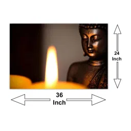 999store Brown & Black Buddha Statue And Candle Light Canvas Painting image 5