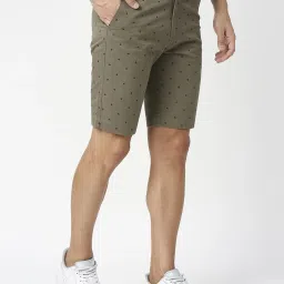 Dragon Hill Olive Green Slim Fit Printed Shorts image 4