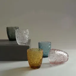 Home4U Almassy Mustard & Transparent Glass Tumbler (0.25 L) - Set of 6 image 4