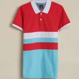 Allen Solly Boys Red Cotton Regular Fit Striped T-Shirt-image-94