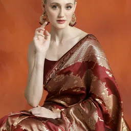 Desi Fusion Floral Woven Design Zari Banarasi Saree-picture-11