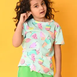 Anthrilo Girls Blue Icecream Short Sleeves T-Shirt-picture-40