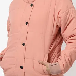 Campus Sutra Pink Regular Fit Bomber Jacket image 4