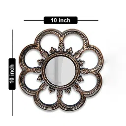 Art Street Brown Plastic Round Shape Bronze Decorative Wall Mirror - Set of 2 image 4