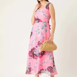 Deewa Pink Floral Print A-Line Dress image 4