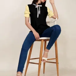 PATRORNA Black & Gold Regular Fit Top image 4