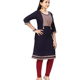 Aarika Kids Navy Cotton Printed Kurti image 4