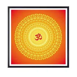 999store Orange & Yellow Om Printed Canvas Painting image 2