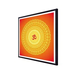 999store Orange & Yellow Om Printed Canvas Painting image 3