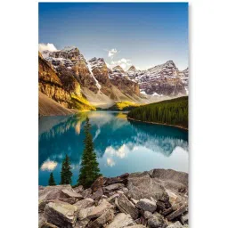 999store Blue & Brown Canvas Lake And Mountain Range At Sunset Painting image 2