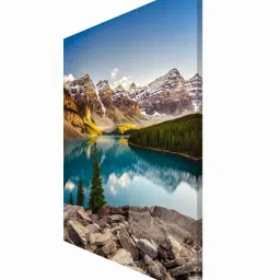 999store Blue & Brown Canvas Lake And Mountain Range At Sunset Painting image 3