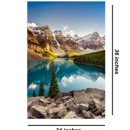 999store Blue & Brown Canvas Lake And Mountain Range At Sunset Painting image 5