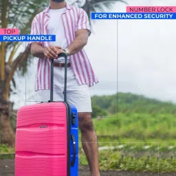 Nasher Miles Nicobar Hard-Sided Polypropylene Set of 2 Pink and Sky Blue Trolley Bags (65 & 75 cm) image 4