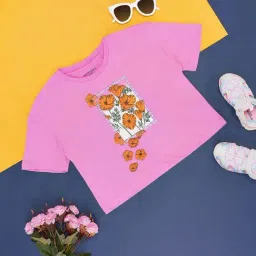 Pantaloons Junior Lilac Cotton Floral Print T-Shirt-image-40