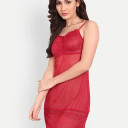 fims FIMS: Fashion is my Style White & Red Lace Work Babydoll With Thong image 4